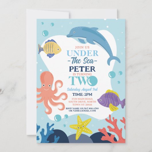 Onder het Zee Two Ocean Dolphin Octopus 2nd Kaart (Voorkant)