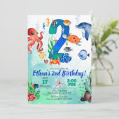 Onder het Zee Uitnodiging voor 2e Verjaardag (Staand voorkant)