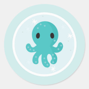 Onder het Zee van Birthday Party Octopus Ronde Sticker