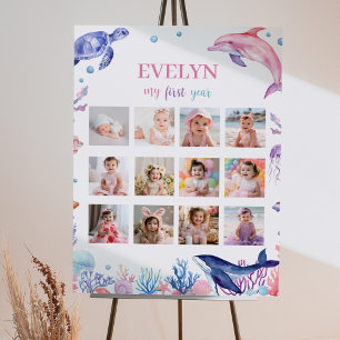 Onder het Zee Verjaardag 12 Foto Milestone Poster