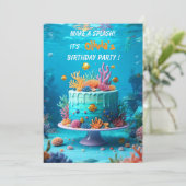 Onder het Zee Verjaardagsfeest Uitnodiging Koraalr (Staand voorkant)