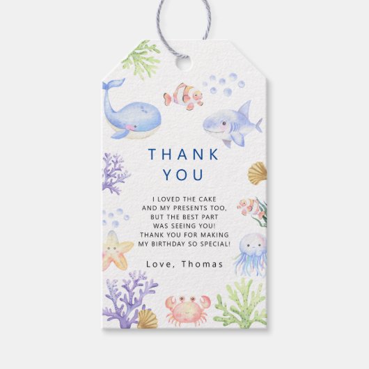 Onder het zee verjaardagsfeestje dank je cadeaulabel (Voorkant)