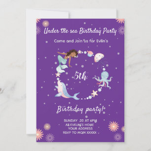 Onder het zee verjaardagsfeestje Invitation Kaart
