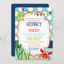 Onder het Zee Verjaardagsfeestje Invitation Zee Li