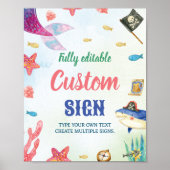 Onder het Zee verjaardagsfeesttafelteken Poster (Voorkant)