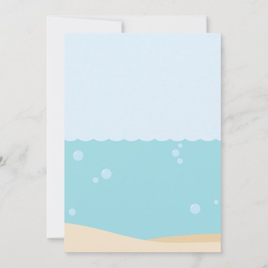 Onder het Zee Verjaardagsuitnodiging in Blauw & Gr Kaart (Achterkant)