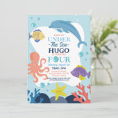 Onder het Zee vier oceaandolfijn octopus 4e Kaart (Staand voorkant)