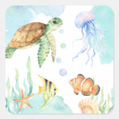 Onder het Zee Vierkante Sticker (Voorkant)