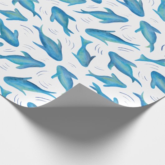 Onder het Zee vispatroon van kinder oceaanhaaien Cadeaupapier (Hoek)