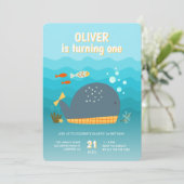 Onder het Zee Walvisvis 1e Verjaardag Kaart (Staand voorkant)