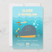 Onder het Zee Walvisvis 1e Verjaardag Kaart (Voorkant)