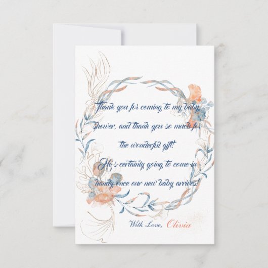 Onder het Zee Waterverf Baby shower Bedankkaart (Voorkant)