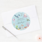 Onder het Zee Waterverf Baby shower dank u Ronde Sticker (Envelop)