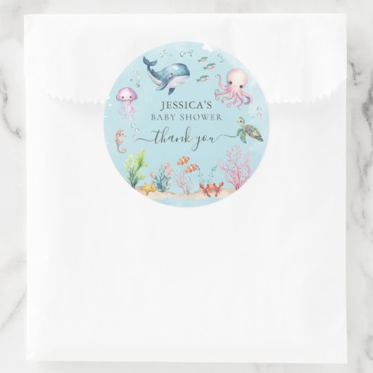 Onder het Zee Waterverf Baby shower dank u Ronde Sticker (Tas)