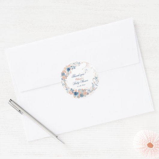 Onder het Zee Waterverf Baby shower Ronde Sticker (Envelop)