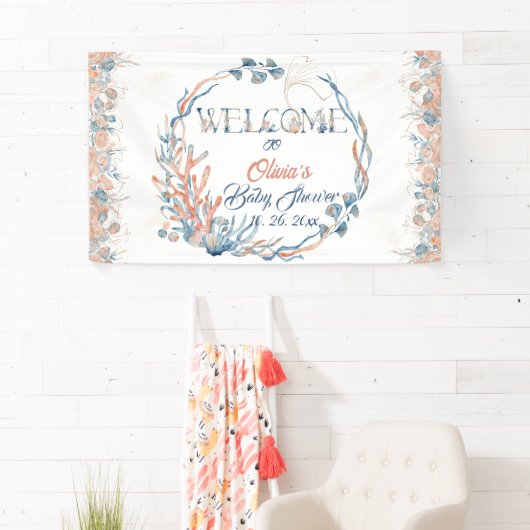 Onder het Zee Waterverf Baby shower Spandoek (Insitu)