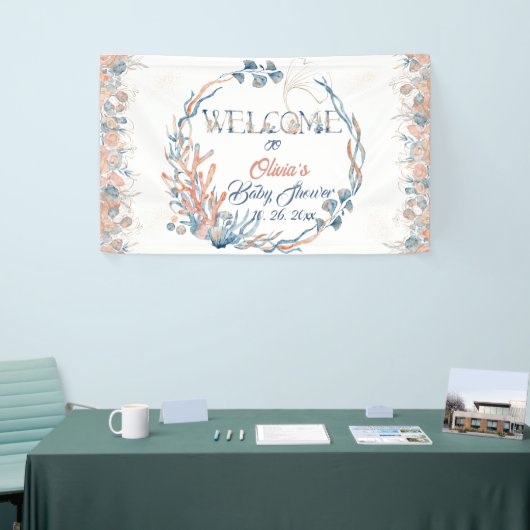 Onder het Zee Waterverf Baby shower Spandoek (Beurs)