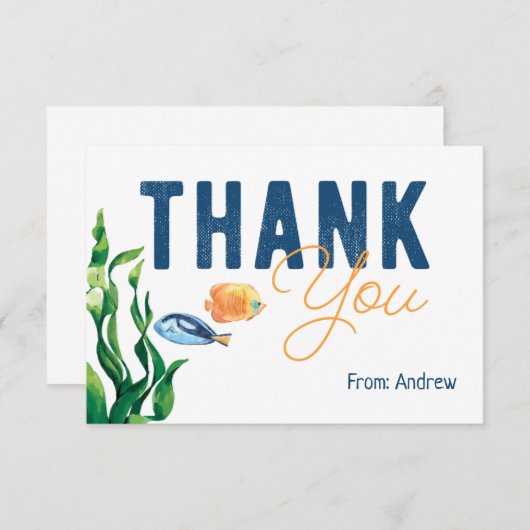 Onder het Zee Waterverf Dank U Platte Kaart (Voorkant / Achterkant)