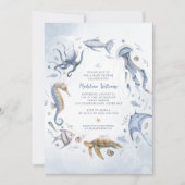 Onder het Zee Waterverf Ocean Animals Baby shower Kaart (Voorkant)