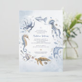 Onder het Zee Waterverf Ocean Animals Baby shower Kaart (Staand voorkant)