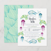 Onder het Zee | Waterverf zeedieren Kaart (Voorkant / Achterkant)