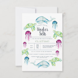 Onder het Zee | Waterverf zeedieren Kaart