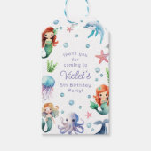 Onder het Zee Waterverf Zeemeermin Verjaardagsfees Cadeaulabel (Voorkant)
