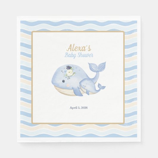 Onder het Zee Whale Baby shower (Boy) Servet (Voorkant)