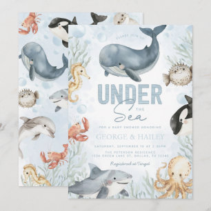 Onder het Zee Whale Baby shower Invitation Kaart