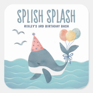 Onder het Zee Whale Balloons Beach Kids Verjaard Vierkante Sticker