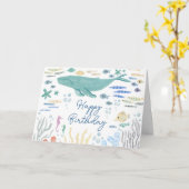 Onder het Zee Whale Happy Birthday Kaart (Gele Bloem)