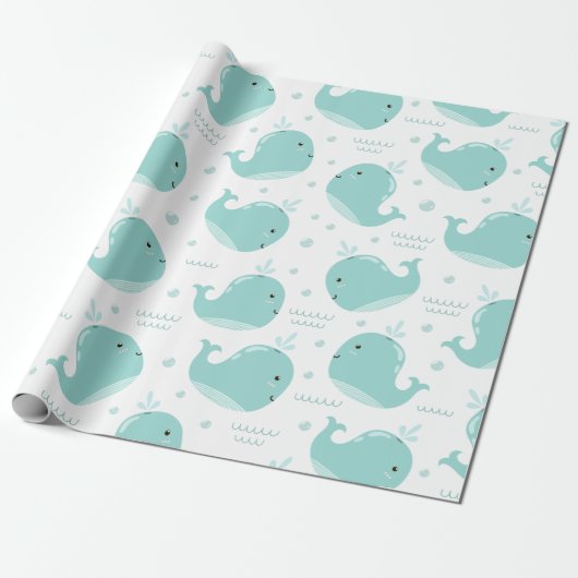Onder het Zee Whale Pattern Cadeaupapier (Uitgerold)