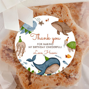 Onder het Zee Whale Shark Zee Life 1st Birthday Ronde Sticker