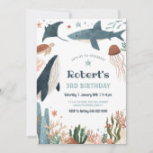 Onder het Zee Whale Turtle Shark 1st Birthday Kaart (Voorkant)