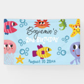 Onder het Zee Whimsical Creatures Birthday Party Spandoek (Horizontaal)