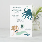 "Onder het Zee" wordt Girl Birthday Party uitgenod Kaart (Staand voorkant)