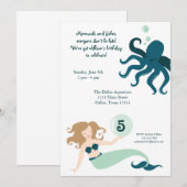 "Onder het Zee" wordt Girl Birthday Party uitgenod Kaart (Voorkant / Achterkant)
