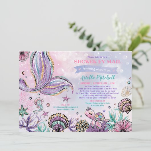 Onder het Zee Zeemeermin Baby shower per post Kaart (Staand voorkant)