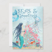 Onder het Zee Zeemeermin kerstabel Feestdagenkaart (Voorkant)