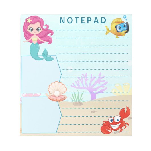Onder het Zee Zeemeermin Krab Fish Pearl Shell The Notitieblok (Voorkant)