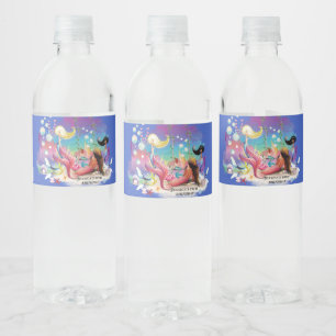 Onder het Zee Zeemeermin Oceaan Paarse Turquoise Waterfles Etiket