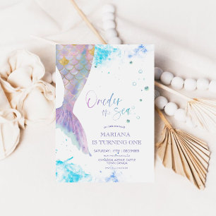 Onder het Zee Zeemeermin Oceaan Schalen 1e Verjaar Kaart