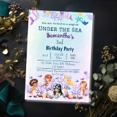 Onder het zee zeemeermin schattig kinder blauw 3e kaart