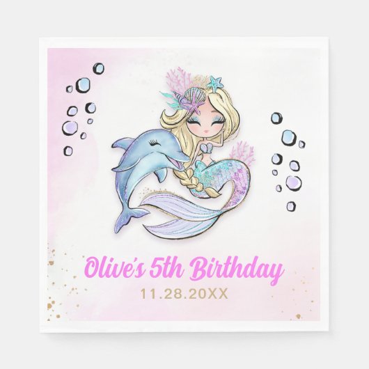 Onder het Zee Zeemeermin thema Servet (Voorkant)