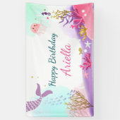 Onder het Zee Zeemeermin verjaardagsbanner Pink Go Spandoek (Verticaal)