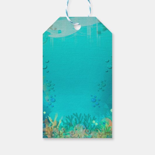 Onder het Zee & Zeemeermin Verjaardagsmeisjesfeest Cadeaulabel (Achterkant)