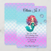 ONDER HET ZEE ZEEMEERMIN VERJAARDAGSUITNODIGING KAART (Voorkant / Achterkant)