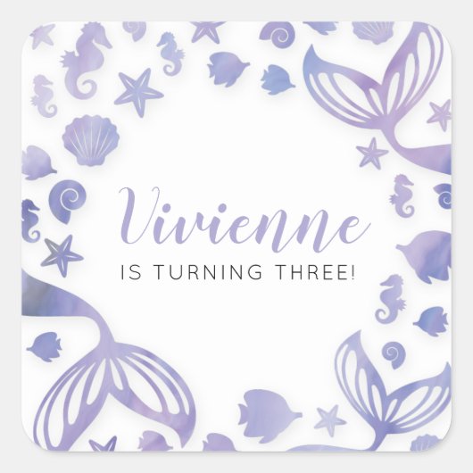 Onder het Zee Zeemeermin Vierkante Sticker (Voorkant)