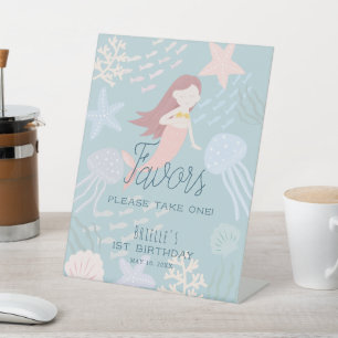 Onder het Zee Zeemeermin Zee Groene gunsten Reclamebord Met Voetstuk