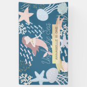 Onder het Zee Zeemeerminnende marineblauw-vogelban Spandoek (Verticaal)